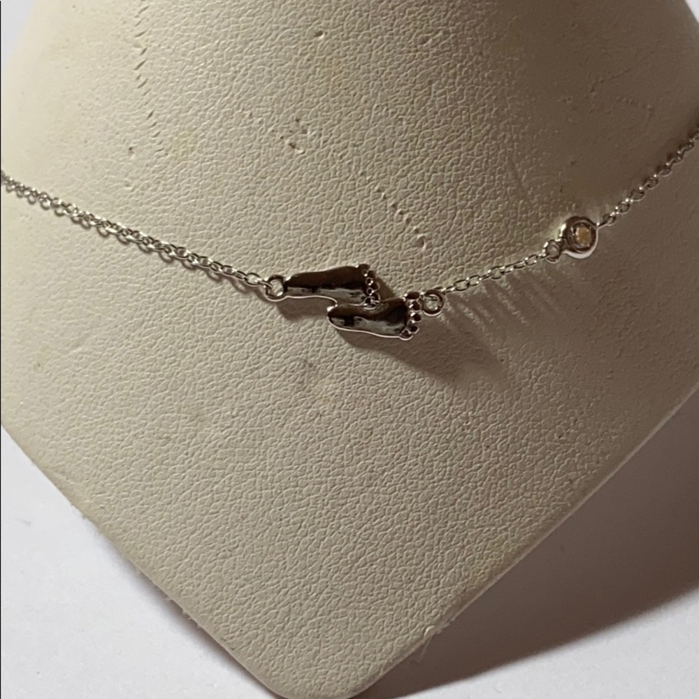 Sterling Silver Footprints Anklet Bracelet